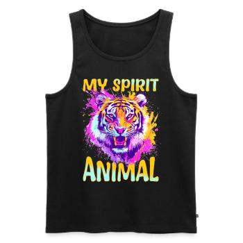Drôle de tigre animal, mon animal spirituel - Débardeur bio Premium Homme - noir - Devant - Michal (187cm)