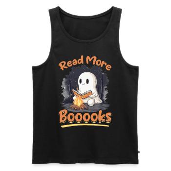 Teacher Halloween Ghost - Read More Booooks - Men's Premium Organic Tank Top - black - Front - AI Model Male 178 light (178cm)