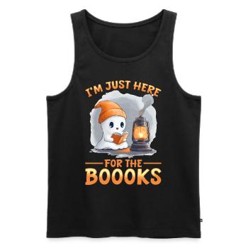 Funny Teacher Halloween Ghost Reading Book - Männer Premium Bio Tank Top - Schwarz - Vorne - Michal (187cm)