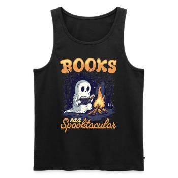 Funny Teacher Halloween Ghost Reading Book - Männer Premium Bio Tank Top - Schwarz - Vorne - Michal (187cm)