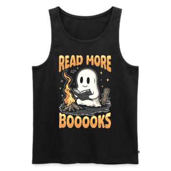 Teacher Halloween Ghost Reading Book - Men's Premium Organic Tank Top - black - Front - AI Model Male 178 light (178cm)