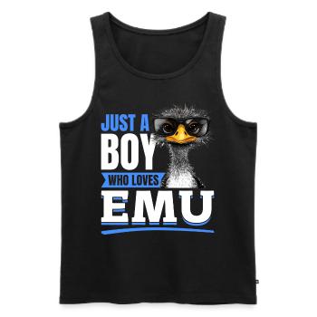 Drôle d’émeu animal juste un garçon qui aime les émeus - Débardeur bio Premium Homme - noir - Devant - Michal (187cm)