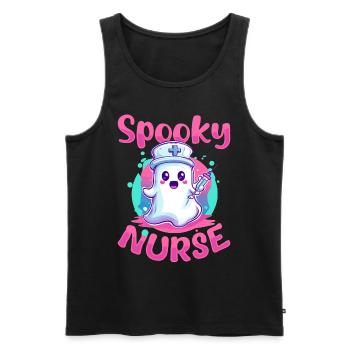 Funny Nurse Halloween Ghost Spooky Nurse - Men's Premium Organic Tank Top - black - Front - AI Model Male 178 light (178cm)