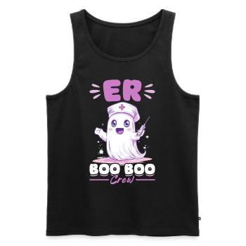 Funny Nurse Halloween Ghost ER Boo Boo Crew - Men's Premium Organic Tank Top - black - Front - AI Model Male 178 light (178cm)