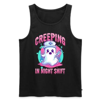 Nurse Halloween Ghost Creeping in Night Shift - Men's Premium Organic Tank Top - black - Front - AI Model Male 178 light (178cm)