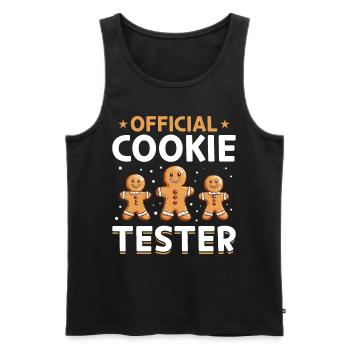 Funny Christmas Gingerbread Official Cookie Tester - Männer Premium Bio Tank Top - Schwarz - Vorne - AI Model Male 178 light (178cm)