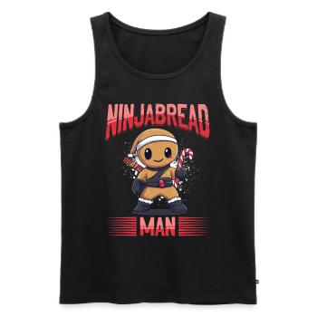 Funny Christmas Gingerbread Ninjabread Man - Männer Premium Bio Tank Top - Schwarz - Vorne - Michal (187cm)