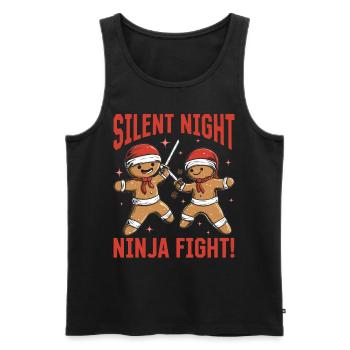 Christmas Gingerbread Silent night, ninja fight! - Men's Premium Organic Tank Top - black - Front - AI Model Male 178 light (178cm)