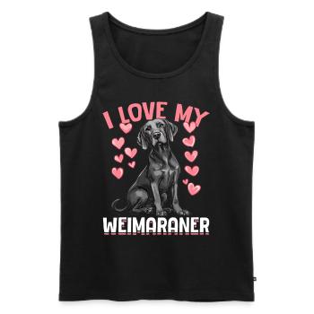 Drôle de chien de Braque de Weimar, j’adore mon braque de Weimar - Débardeur bio Premium Homme - noir - Devant - AI Model Male 178 light (178cm)