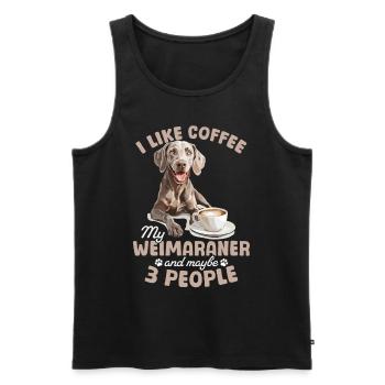 Drôle de chien de Braque de Weimar J’aime le café mon Braque de Weimar - Débardeur bio Premium Homme - noir - Devant - AI Model Male 178 light (178cm)