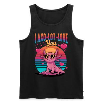 Drôle Axolotl Kawaii je Axo-lot-love toi ! - Débardeur bio Premium Homme - noir - Devant - AI Model Male 178 light (178cm)