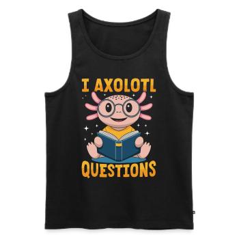 Funny Axolotl Books Kawaii I Axolotl Questions - Men's Premium Organic Tank Top - black - Front - Michal (187cm)