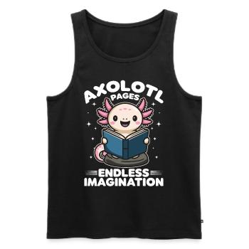 Funny Axolotl Books Kawaii Axolotl Pages - Männer Premium Bio Tank Top - Schwarz - Vorne - Michal (187cm)