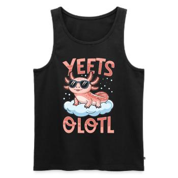Funny Axolotl with sunglasses Kawaii Yeets Olotl - Men's Premium Organic Tank Top - black - Front - AI Model Male 178 light (178cm)