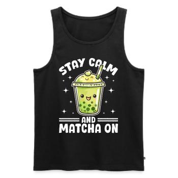 Matcha Green Bubble Tea Latte Boba Stay Calm - Männer Premium Bio Tank Top - Schwarz - Vorne - Michal (187cm)