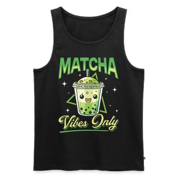 Matcha Green Tea Latte Matcha Vibes Only - Männer Premium Bio Tank Top - Schwarz - Vorne - AI Model Male 178 light (178cm)