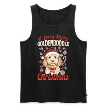 Goldendoodle Noël chien race A Very Merry - Débardeur bio Premium Homme - noir - Devant - AI Model Male 178 light (178cm)