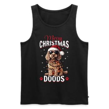Goldendoodle Chien Race Joyeux Noël Doods - Débardeur bio Premium Homme - noir - Devant - AI Model Male 178 light (178cm)