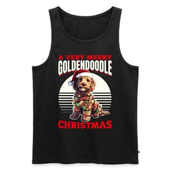Goldendoodle Noël chien race A Very Merry - Débardeur bio Premium Homme - noir - Devant - AI Model Male 178 light (178cm)