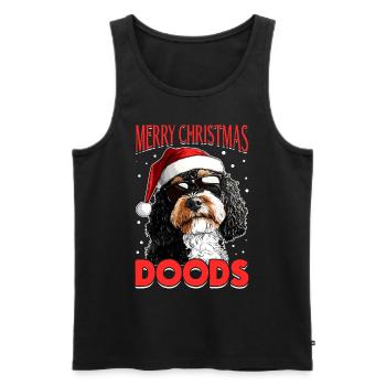 Bernedoodle Chien Race Joyeux Noël Doods - Débardeur bio Premium Homme - noir - Devant - AI Model Male 178 light (178cm)