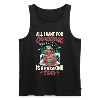 Sloth Christmas Animal All I Want - Männer Premium Bio Tank Top - Schwarz - Vorne - Michal (187cm)