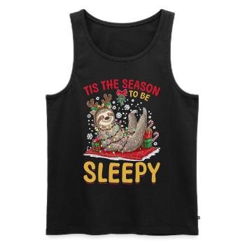 Sloth Christmas Animal Tis the Season to be Sleepy - Men's Premium Organic Tank Top - black - Front - Michal (187cm)