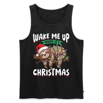 Sloth Christmas Wake Me up when its Christmas - Men's Premium Organic Tank Top - black - Front - Michal (187cm)