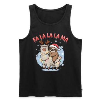 Sloth Llama Christmas Animal Fa La La La La Ma - Men's Premium Organic Tank Top - black - Front - AI Model Male 178 light (178cm)