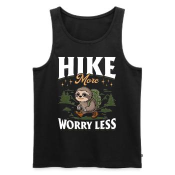 Sloth Hiking Mountains Hike More Worry Less - Men's Premium Organic Tank Top - black - Front - Michal (187cm)