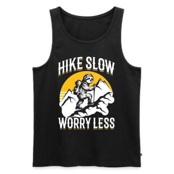 Sloth Hiking Mountains Hike Slow enjoy more - Männer Premium Bio Tank Top - Schwarz - Vorne - Michal (187cm)