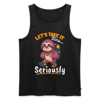 Sloth Hiking Mountains Lets take it slow - Men's Premium Organic Tank Top - black - Front - Michal (187cm)