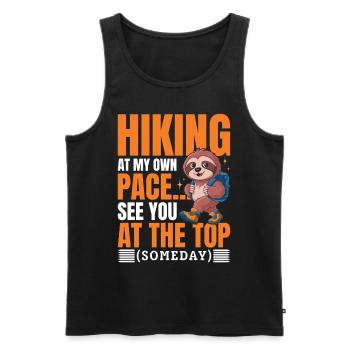 Sloth Hiking Mountains Hiking at my own pace - Men's Premium Organic Tank Top - black - Front - Michal (187cm)