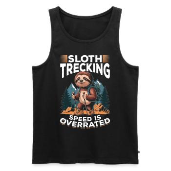 Sloth Hiking Mountains Sloth Trekking - Männer Premium Bio Tank Top - Schwarz - Vorne - AI Model Male 178 light (178cm)