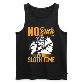 Sloth Hiking Mountains No rush, I’m on sloth time. - Männer Premium Bio Tank Top - Schwarz - Vorne - Michal (187cm)