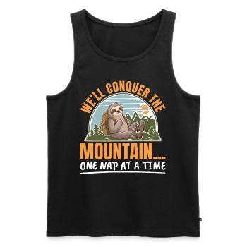 Paresseux Randonnée Montagne Nous partirons à la conquête de la montagne - Débardeur bio Premium Homme - noir - Devant - Michal (187cm)