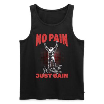 Lutteur Pas de douleur, juste du gain ! - Débardeur bio Premium Homme - noir - Devant - AI Model Male 178 light (178cm)