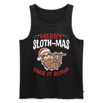 Sloth Christmas Animal Merry Slothmas take it slow - Men's Premium Organic Tank Top - black - Front - AI Model Male 178 light (178cm)