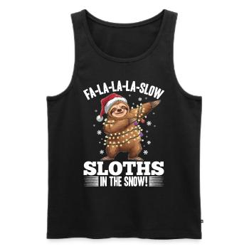 Sloth Christmas Animal Fa-la-la-la-slow - Men's Premium Organic Tank Top - black - Front - AI Model Male 178 light (178cm)