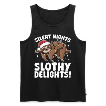 Sloth Christmas Animal Silent nights, slothy - Men's Premium Organic Tank Top - black - Front - AI Model Male 178 light (178cm)