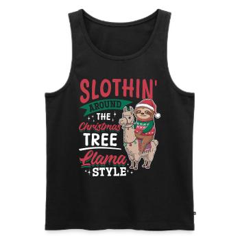 Sloth Llama Christmas Slothin' around the - Men's Premium Organic Tank Top - black - Front - Michal (187cm)