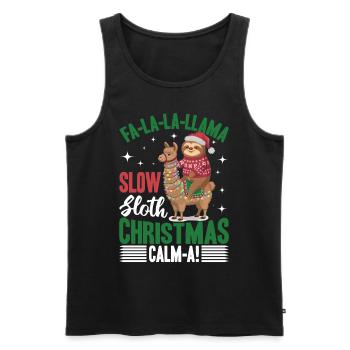 Sloth Llama Christmas Fa-la-la-llama - Men's Premium Organic Tank Top - black - Front - Michal (187cm)