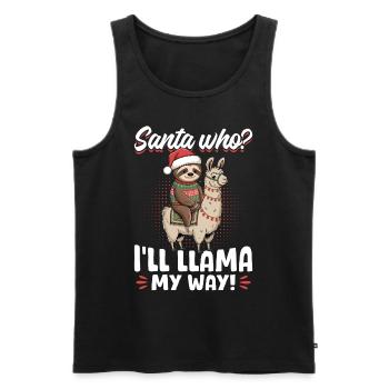 Lama paresseux Père Noël qui ? - Débardeur bio Premium Homme - noir - Devant - Michal (187cm)