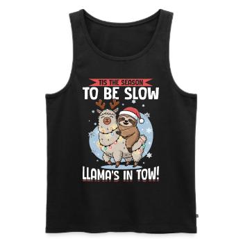 Sloth Llama Christmas Tis the season to be slow - Männer Premium Bio Tank Top - Schwarz - Vorne - Michal (187cm)