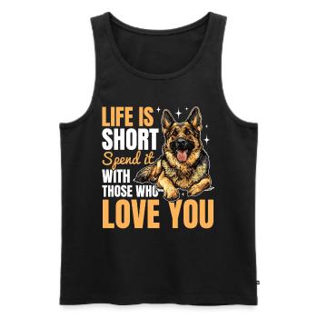 German Shepherd Dog Breed Life is Short Spend it - Men's Premium Organic Tank Top - black - Front - Michal (187cm)