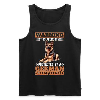 German Shepherd Dog Breed Warning This Property - Men's Premium Organic Tank Top - black - Front - Michal (187cm)