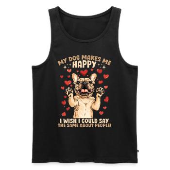 Bouledogue français Frechie Dog Mon chien me rend heureux - Débardeur bio Premium Homme - noir - Devant - Michal (187cm)