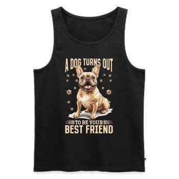 Bouledogue français Frechie Chien Race A chien - Débardeur bio Premium Homme - noir - Devant - Michal (187cm)