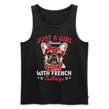 Bouledogue français Frechie Race de chien Juste une fille - Débardeur bio Premium Homme - noir - Devant - Michal (187cm)