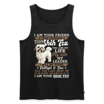 Propriétaire de chien Shih Tzu - Débardeur bio Premium Homme - noir - Devant - Michal (187cm)
