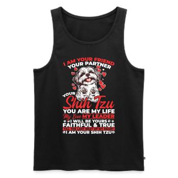 Propriétaire de chien Shih Tzu - Débardeur bio Premium Homme - noir - Devant - Michal (187cm)